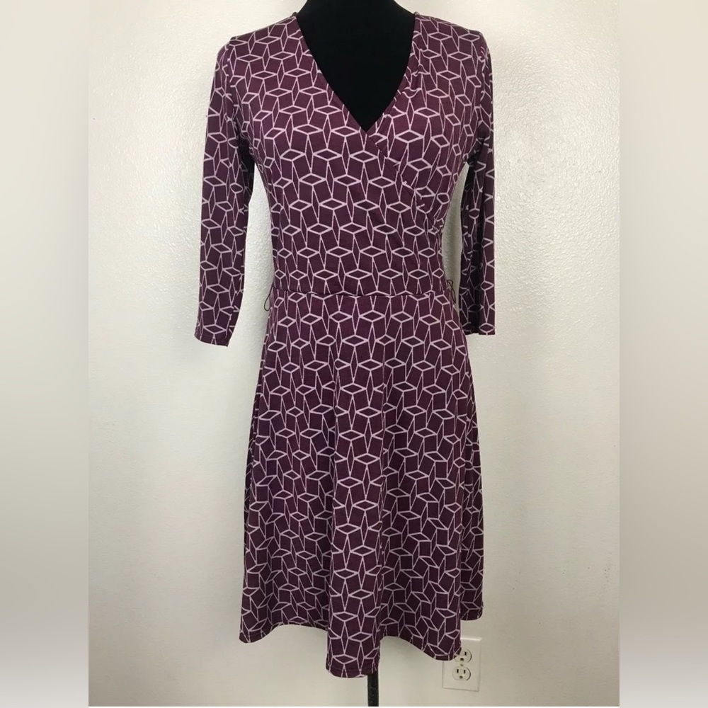 41 Hawthorn Purple Sheath Dress with 3/4 Sleeves and V-Neck size S for Work